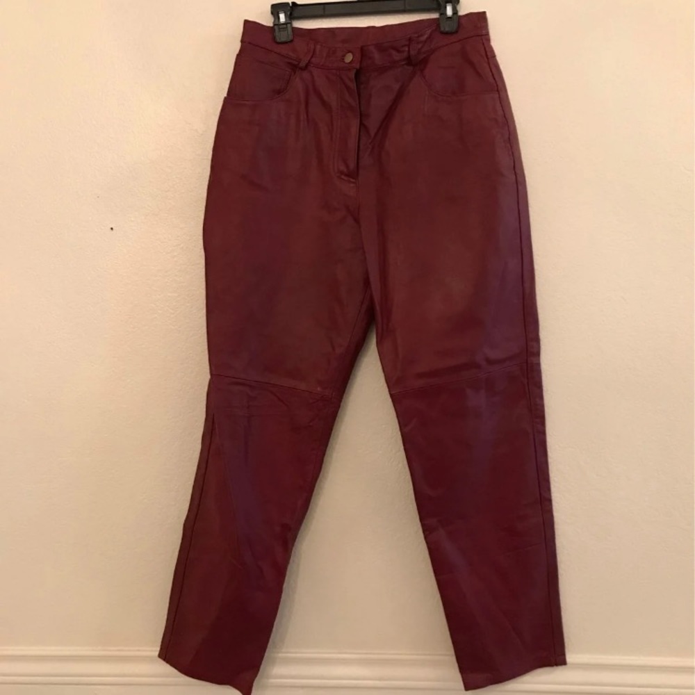 Wine color leather pants